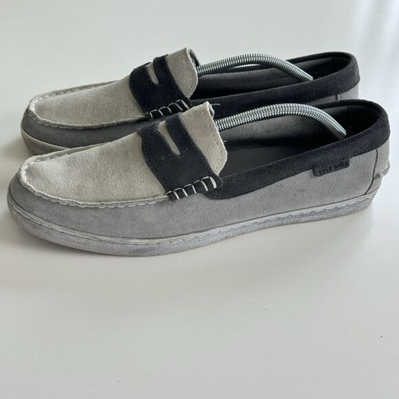 Cole Haan Grand OS Mens Pinch Weekender Penny Loafer Shoes Gray Blue Suede 12M - Picture 7 of 15